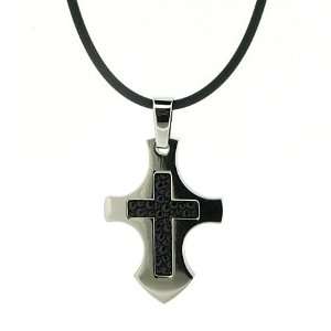  Titanium Cross Pendant with Stingray Inlay Jewelry