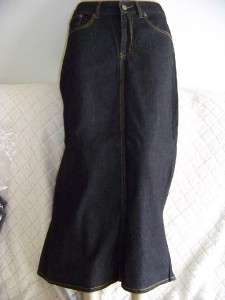 New with tags A line long Modest Black jean skirt women sz 8 10 12 14 
