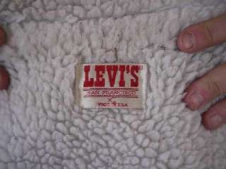 Vtg 70s LEVIS Sherpa Acid Denim Shearling Jacket USA  