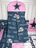 CRIB BEDDING SET MADE/W PINK DALLAS COWBOYS WITH PINK Prairie Points 