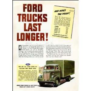  1946 Vintage Ad Ford Motor Company Ford trucks last longer 