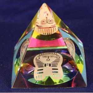  3D Color Pyramid Crystal Glass Art