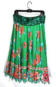Trelise Cooper Size 8 Green Cotton w/Sequin Skirt  