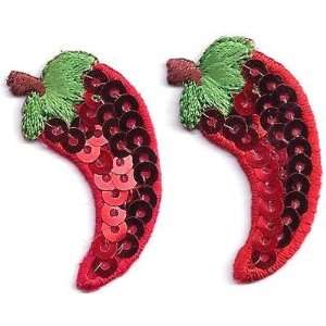   Chile Peppers(Set of 2)  Iron On Embroidered Applique/Food,Southwest