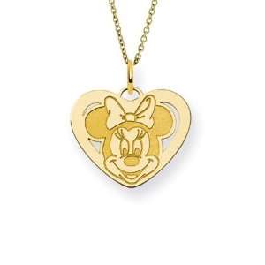  Gold Vermeil Minnie Mouse Heart Charm Penddant   Offically 