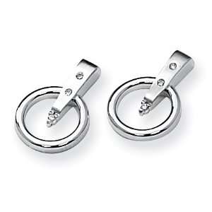  Sterling Silver and Diamond Circle Post Earrings 