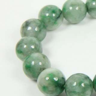   Round 14mm Beads 7 Green Bracelet 100% Natural A Jadeite Jade  