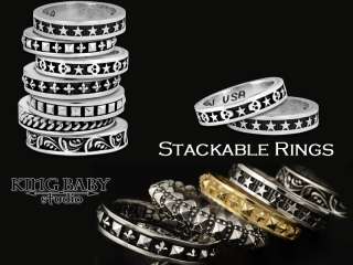 King Baby Studio STACKABLE ring Choose ONE star pyramid chain floral 