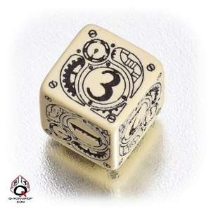 1 (One) Single d6   Q Workshop Carved STEAMPUNK Six Sided 