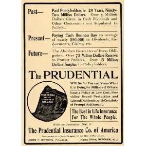  1905 Ad Prudential Life Insurance Policy Gibraltar Rock 