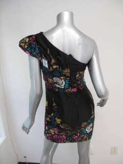   Black/Multi Color Floral One Shoulder Blowout Dress 2 $398  