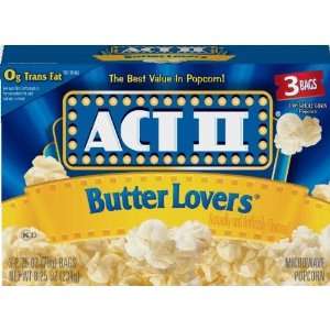 Act II Butter Lovers Microwave Popcorn 4 Boxes of 3 (12 Bags Total)