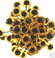 12 Pair 4mm LIGHT AMBER GLASS EYES on wire  