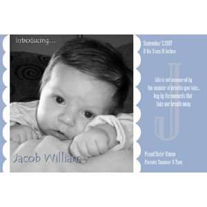    Jacob William Photo Card Birth Announcement