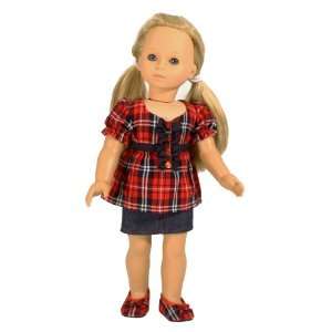  18 Inch Doll Clothing 2 Pc. Red Plaid Set fits American 
