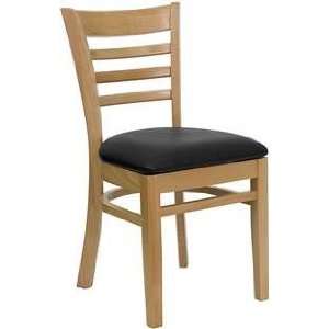   Wood Ladder Back Wood Restaurant Chair Black Seat