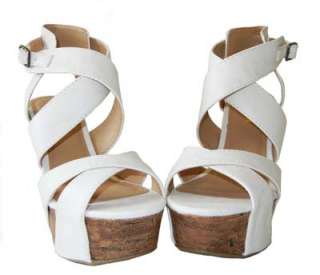 Trendy Chic X Straps Cork Platform Wedge Heel Sandal Off White Off 