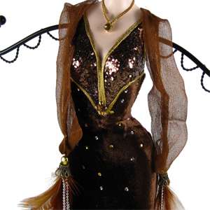 Velvet Dress Feather Jewelry Stand Mannequin 15 brown  