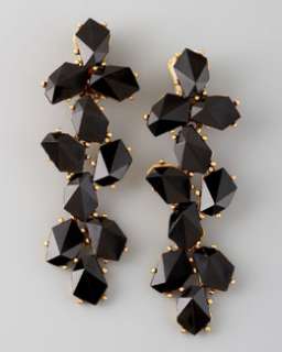 Y10MA Oscar de la Renta Clustered Crystal Drop Earrings, Black