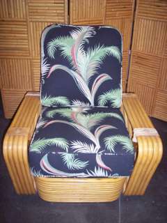 Vintage Paul Frankl Hawaiian Rattan 5 Band Arm Chair  