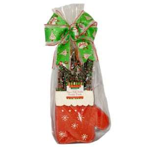 Christmas Themed Belgian Dark Chocolate Dipped Pretzels In Red Mitten