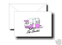 Vintage Camper Trailer PERSONALIZED Note Cards RETRO  