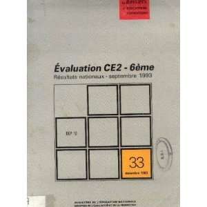  Evaluation CE2 6ème résultats nationaux septembre 1993 