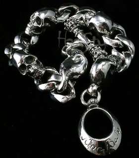 King Baby Studio Mens Integrated Skull Bracelet SILVER  