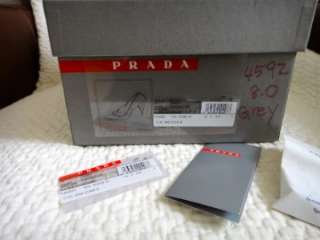 PRADA 38.0 Anthracite Grey Napa Leather Pumps + Box + Dust Bag  