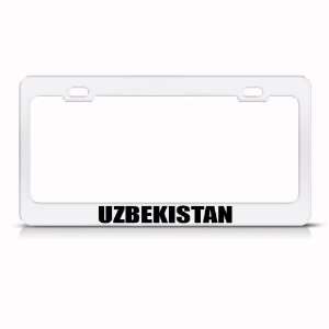 Uzbekistan Flag White Country Metal license plate frame Tag Holder