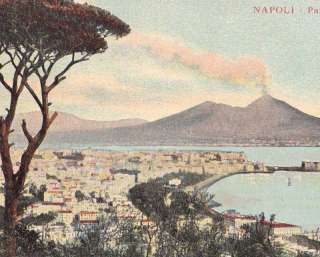 ITALY   NAPOLI Panorama color tinted antique postcard  