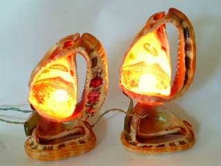 Vintage 1930s 40s Italy NAPOLI Pair Shell Boudoir LAMPS  