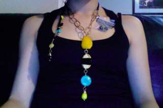 Yellow/Turquoise Lariat/Necklace by Jenny Rabell NWT  