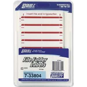  Quill Brand Self Adhesive File Folder Labels 1/3 cut, Red 