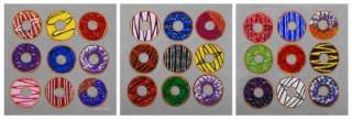 YNA TRIPTYCH CONTEMPORARY ABSTRACT FOOD COLORFUL CIRCLES SWEET DONUTS 