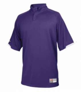 Nike Mens Fit Dry Royal Purple Zip Collarless Polo Golf Shirt  