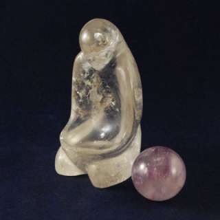 79mm Clear Quartz Mother Earth Goddess Figurine & Amethyst 