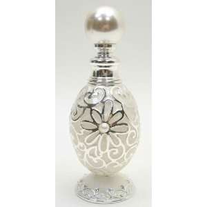  Egg Shape Finish with Silver Epoxy and Pearls Perfume Bottle 