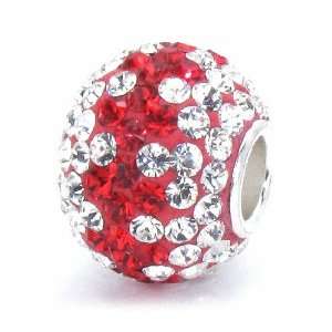 Bella Fascini Red & Clear Holiday Cheer Pave Ball, European Bead Charm 