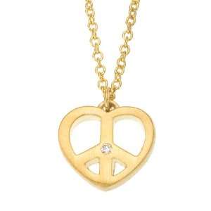   gold LOVE PEACE SING with White diamond pendant necklace Jewelry