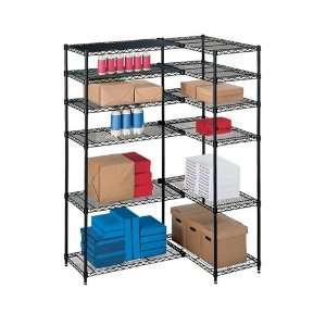    OFM L Shaped Storage Unit with 12 Wire Shelves