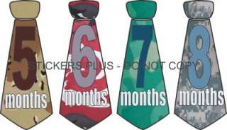 Baby Boy Monthly Onesie Neck Tie Stickers Camoflauge  