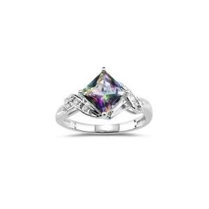  0.09 Cts Diamond & 2.06 Cts Mystic Fire Topaz Ring in 14K 