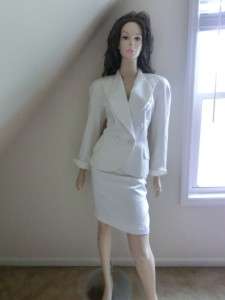   White HOUNDSTOOTH Jacket Skirt 8 Suit Blazer LUXURIOUS Womens Designer