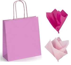   Pink Paper Party Loot Bag   Coloured Handles   Wedding Favours   Gift