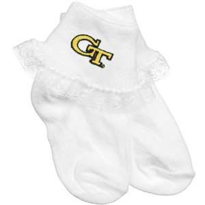  Georgia Tech Yellow Jackets Toddler Girls White Lace Ankle 