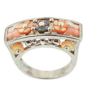  Sterling Silver Mother of Pearl Multi Color Flower and 