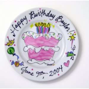  Hand Painted Plate, Birthday Cake Girl Health & Personal 