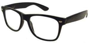 NEW BLACK WAYFARER STYLE Clear Lens Spring Hinged Arms  