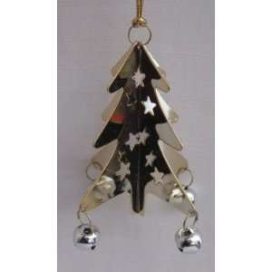   Metal Christmas Tree Ornament with 4 Jingle Bells 